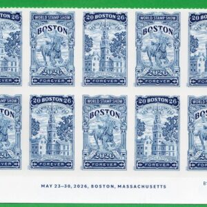 Scott #6030a Boston 2026 World Stamp Expo Plate Block of 10 Forever Stamps - MNH