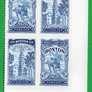 Scott #6030a Boston 2026 World Stamp Expo Plate Block of 4 Forever Stamps - MNH