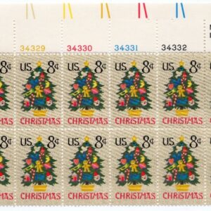 Scott #1508 Decorated Christmas Tree Plate Block of 16 Stamps - MNH UL