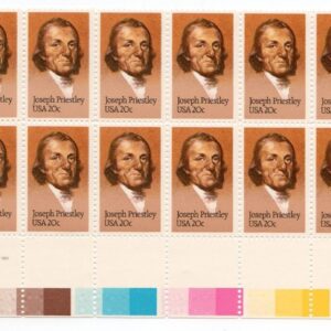 Scott #2038 Joseph Priestley (Chemistry) Plate Block of 20 Stamps - MNH LR