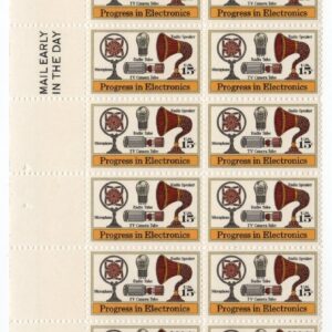 Scott #1502 Electronics Microphone Speaker Plate Block of 20 Stamps - MNH UL