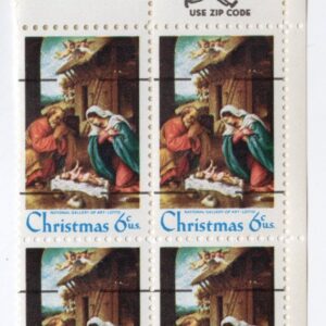 Scott #1414a Nativity Precancel Zip Block of 4 Stamps - MNH