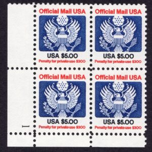 Scott #O133 Official Mail Block of 4 Stamps - MNH P#1