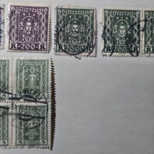 Stamp Austria 1922-24 #255 (4), #280,292 & 295 (2) used