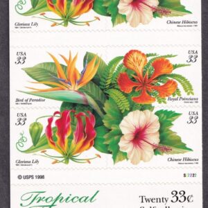 Scott #3313b Tropical Flowers Booklet of 20 Stamps - MNH P#S22222