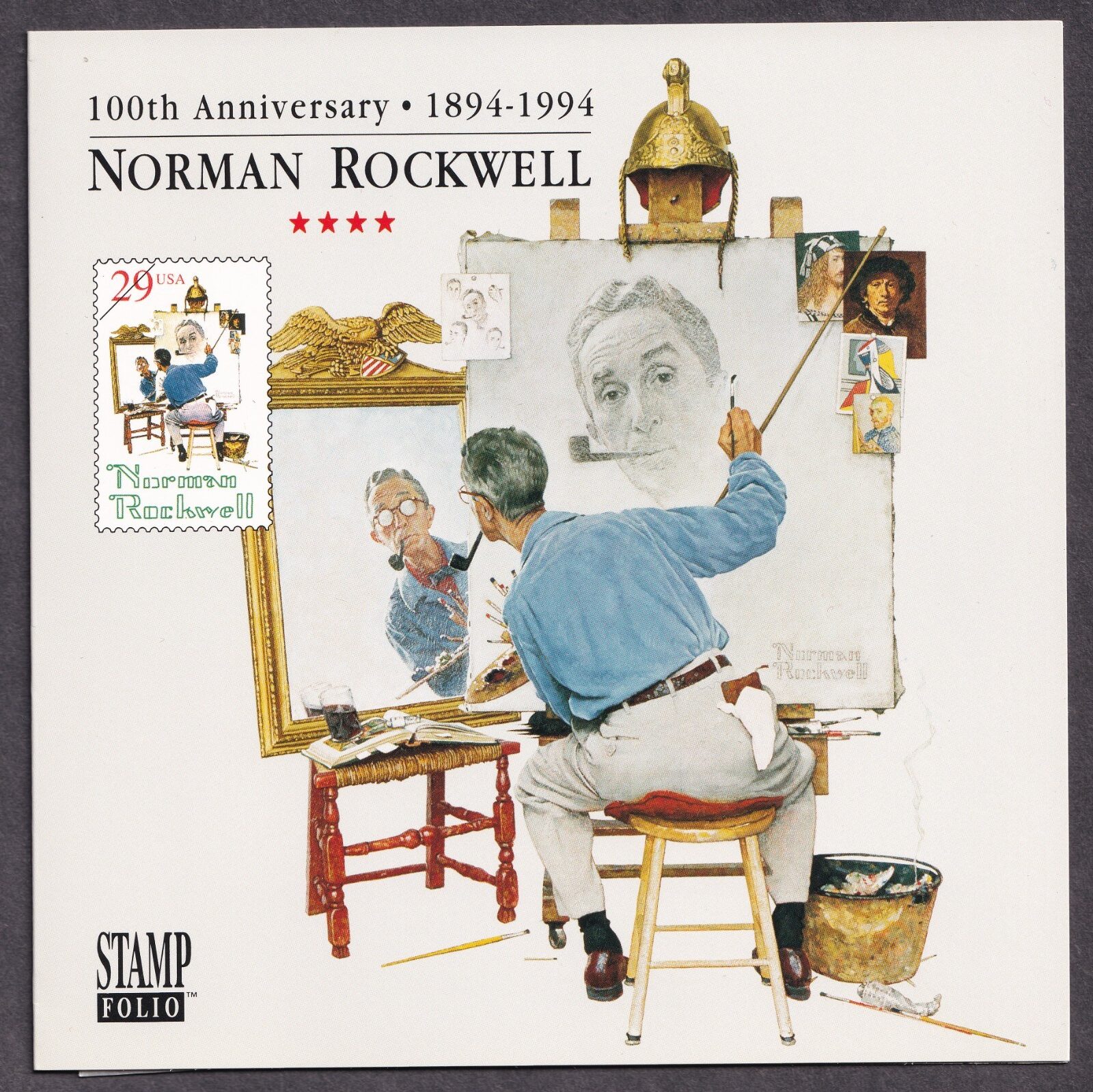 Scott #2839-2840 Norman Rockwell Souvenir Folio Sheet of 4 Stamps - MNH w/mounts