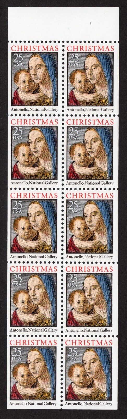 Scott #2427a Madonna (Carracci) Booklet Pane of 10 Stamps - MNH