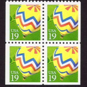 Scott #2530 19¢ Hot Air Balloons Booklet Block of 4 Stamps - MNH