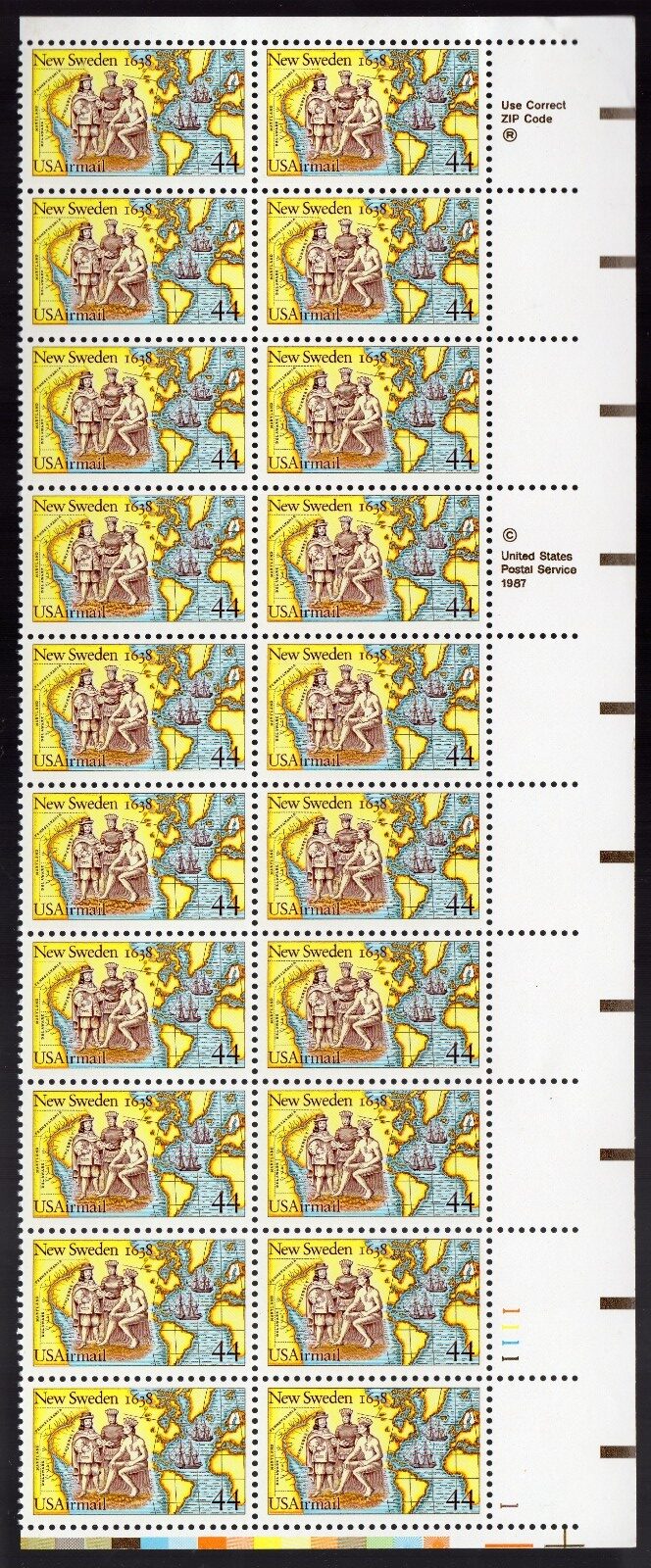 Scott #c117 New Sweden Plate Block of 20 Stamps - MNH LR