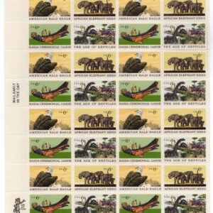 Scott #1390a (1387) Elephants, Eagles & Reptiles Sheet of 24 Stamps - MNH