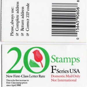 Scott #BK183 (2520a) 29¢ Tulip F Series Booklet of 20 Stamps - MNH P#1111