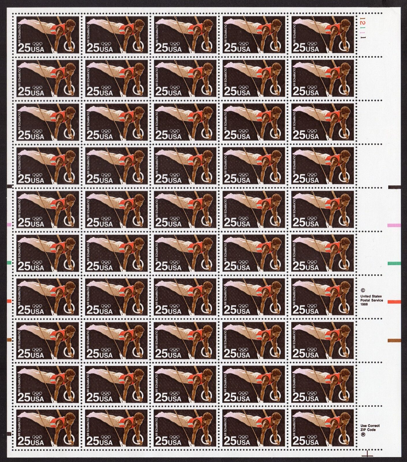 Scott #2380 Seoul Olympics Gymnast Sheet of 50 Stamps - MNH UR