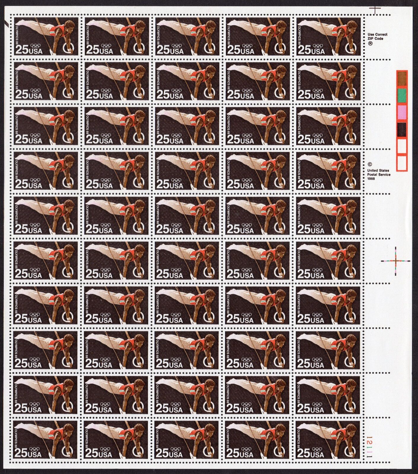 Scott #2380 Seoul Olympics Gymnast Sheet of 50 Stamps - MNH LR #2