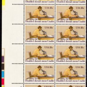 Scott #1926 Edna St. Vincent Millay Plate Block of 20 Stamps - MNH P#111111-6 UL