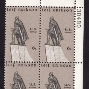Scott #1359 Leif Erikson Plate Block of 4 Stamps - MNH