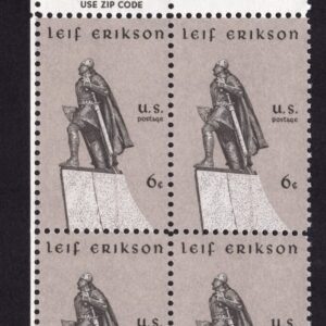 Scott #1359 Leif Erikson Zip Block of 4 Stamps - MNH PC#1
