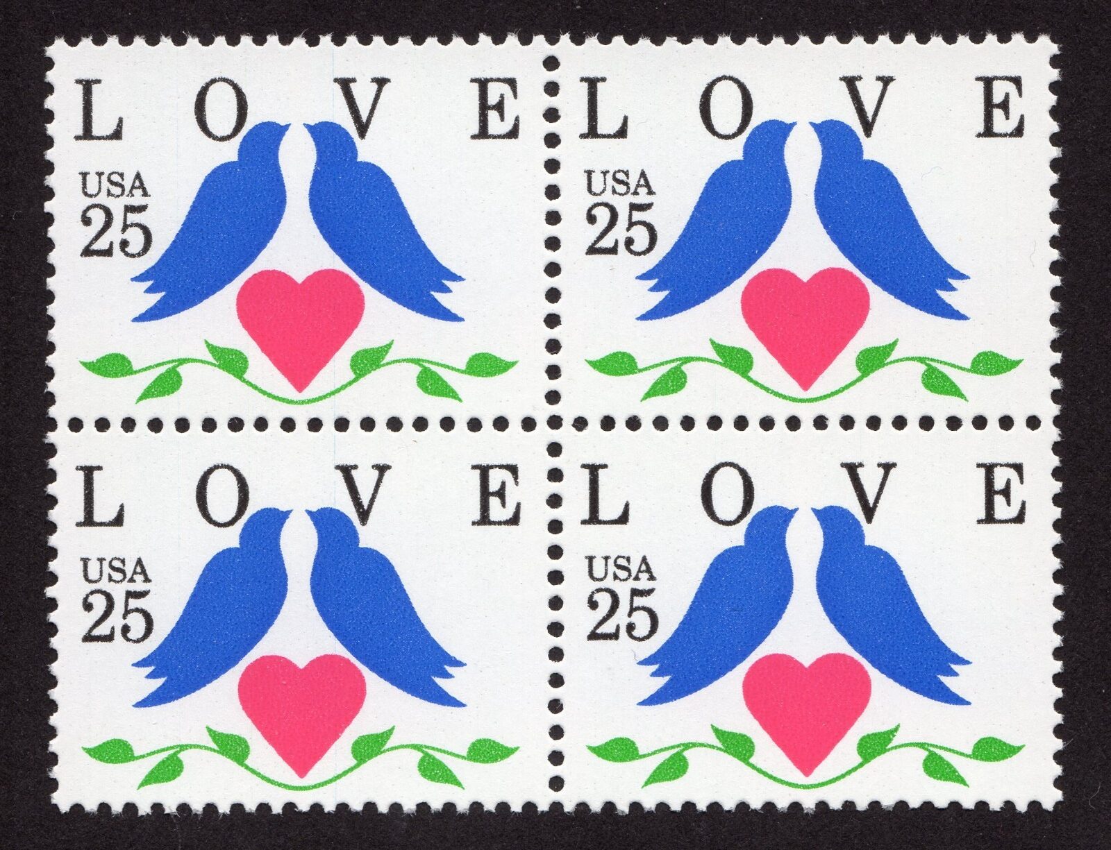 Scott #2440 Love Birds Block of 4 Stamps - MNH