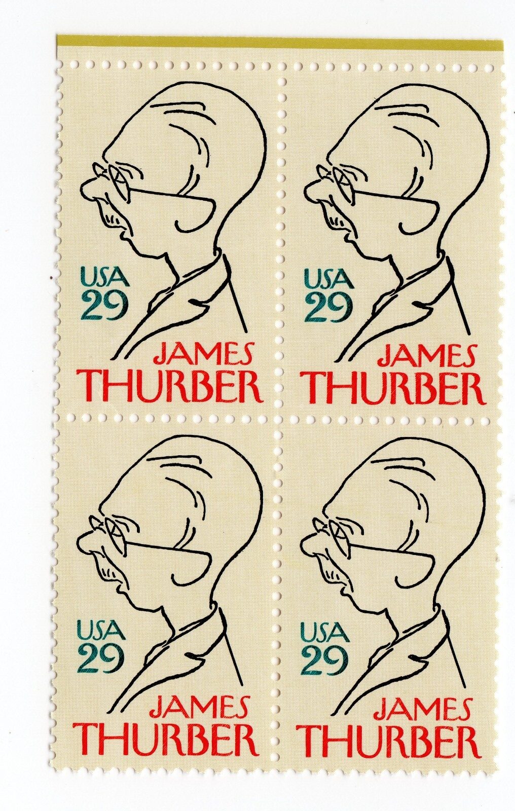Scott #2862 James Thurber Block of 4 Stamps - MNH