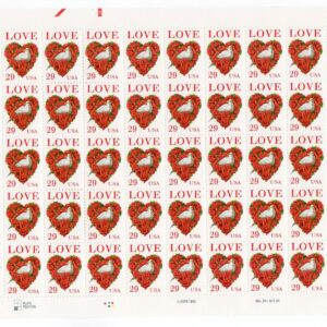 Scott #2814C Love (Dove, Roses, Heart) Sheet of 50 Stamps - MNH Diag