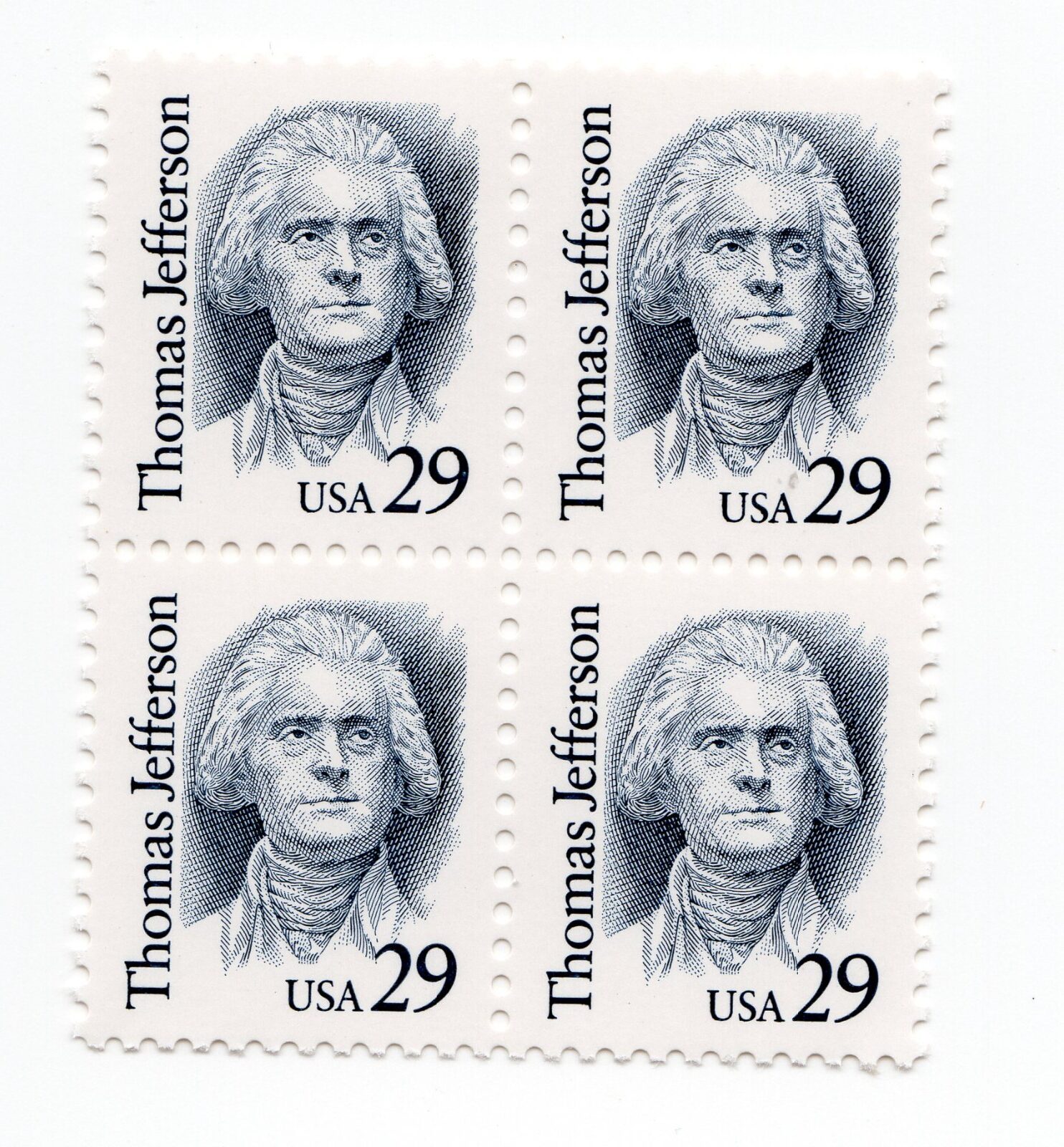 Scott #2185 Thomas Jefferson (Virginia) Block of 4 Stamps MNH