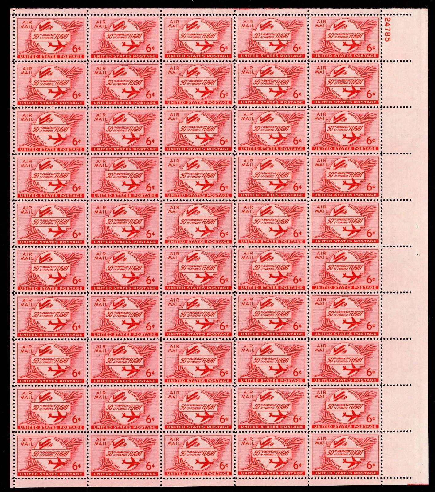 Scott #c47 5oth Anniversary of Powered Flight Sheet of 50 Stamps MNH P#24785 UR