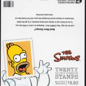 Scott #4403b 44¢ Simpsons Booklet of 20 Stamps - MNH Homer on Back