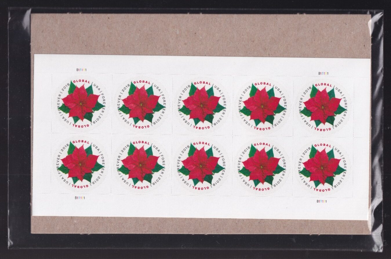Scott #5311 Poinsettia Sheet of 10 Global Forever Stamps - Sealed