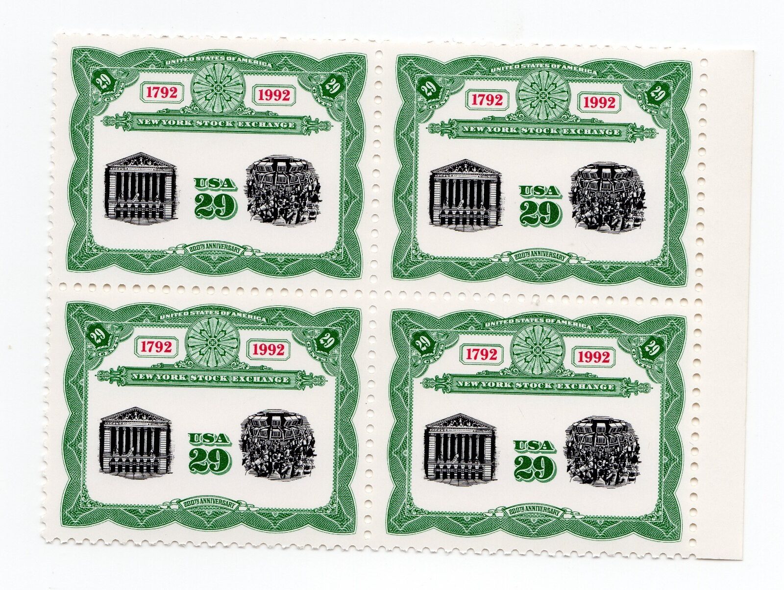 Scott #2630 New York Stock Exchange Block of 4 Stamps - MNH w/selvage
