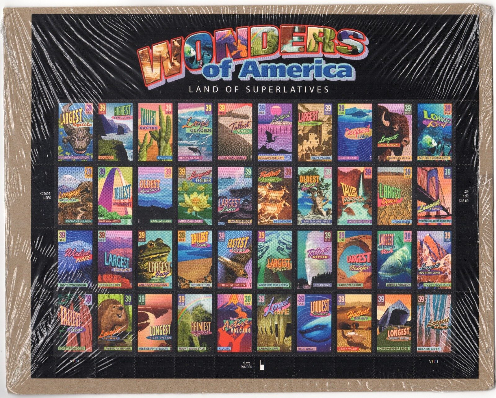 Scott #4072a Wonders of America Full Sheet of 40 Stamps - Sealed