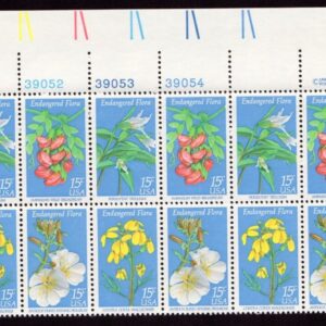 Scott #1786a (1783-86) Endangered Flora Plate Block of 20 Stamps - MNH UL