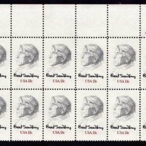 Scott #1731 Carl Sandburg Plate Block Of 20 Stamps - MNH UL
