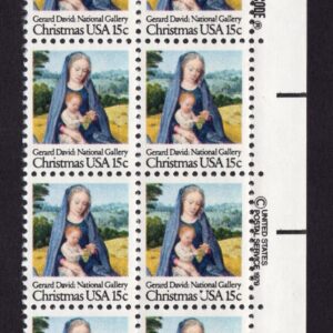 Scott #1799 Christmas Madonna (Virgin & Child) Zip Block of 8 Stamps - MNH