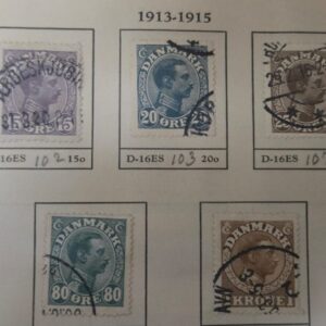 Stamp Denmark 1913-15 #100, 102-03, 107, 114, 120, 126, 128-129 used