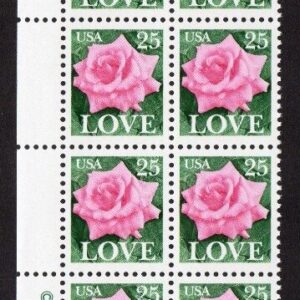 Scott #2378 Love Rose Plate Block of 20 Stamps - MNH P#11111 UL PC#3