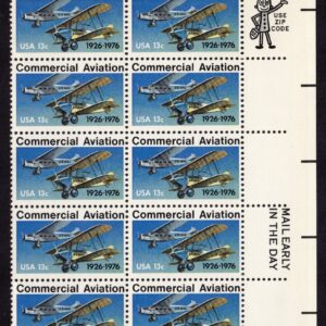 Scott #1684 Commercial Aviation 13¢ Zip/ME Block of 10 Stamps - MNH