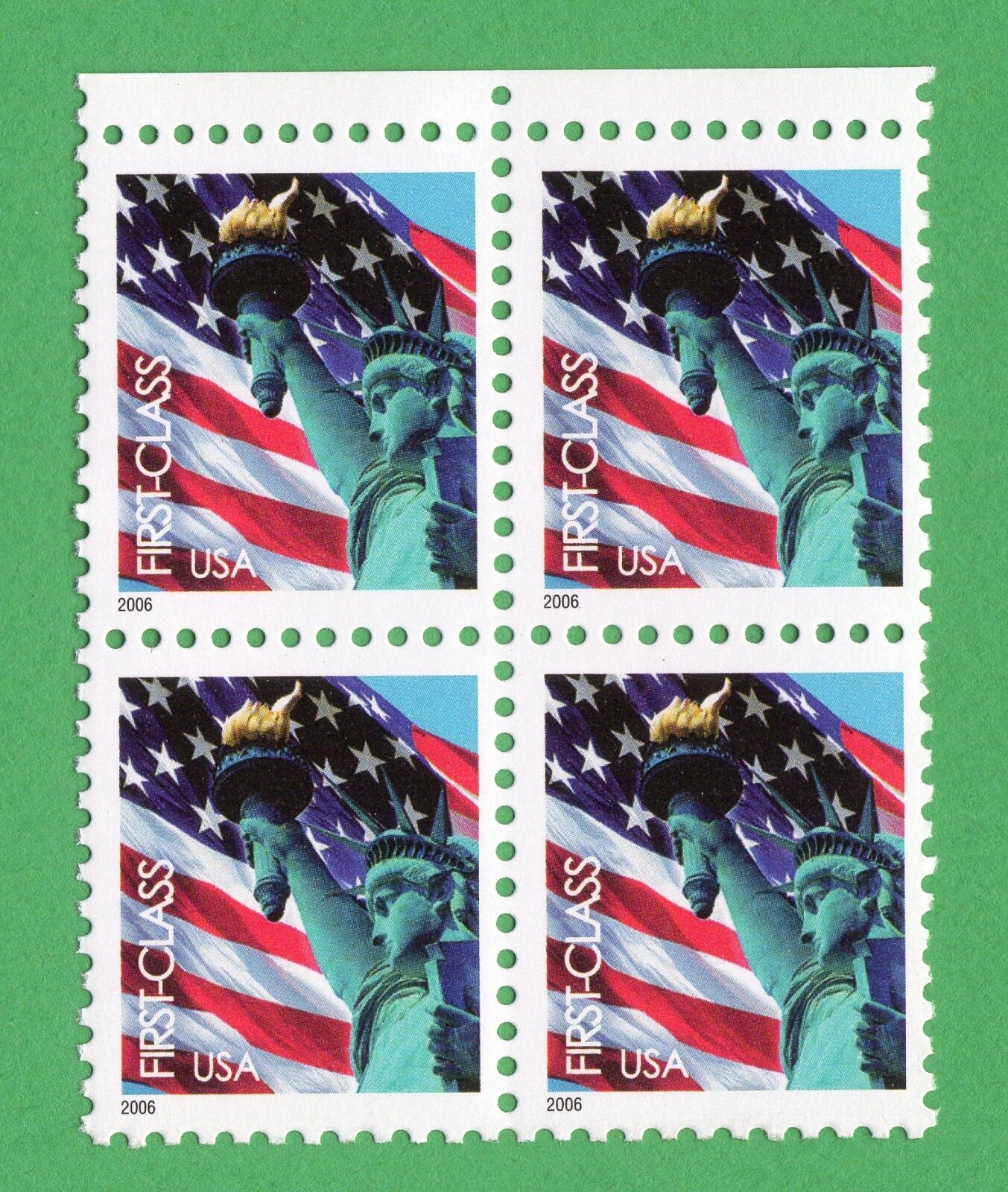 Scott #3965 Statue of Liberty & Flag Block of 4 Stamps - MNH Top