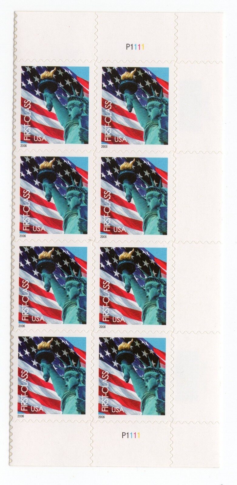 Scott #3966 Statue of Liberty & Flag Plate Block of 8 Stamps - MNH Right