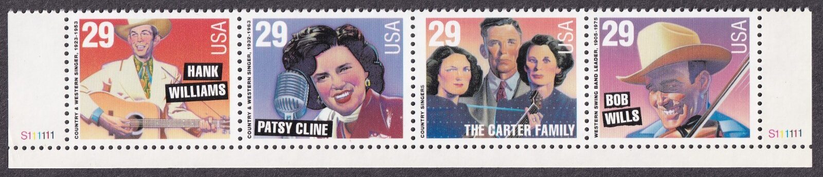 Scott #2774a (2771-74) Country & Western Bottom Plate Block of 4 Stamps - MNH