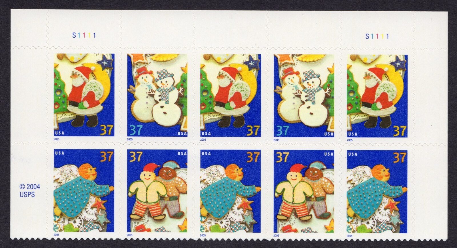 Scott #3956b (3953-56) Holiday Cookies Plate Block of 10 Stamps - MNH Top