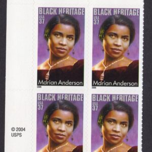 Scott #3896 Marian Anderson Plate Block of 4 Stamps - MNH UL