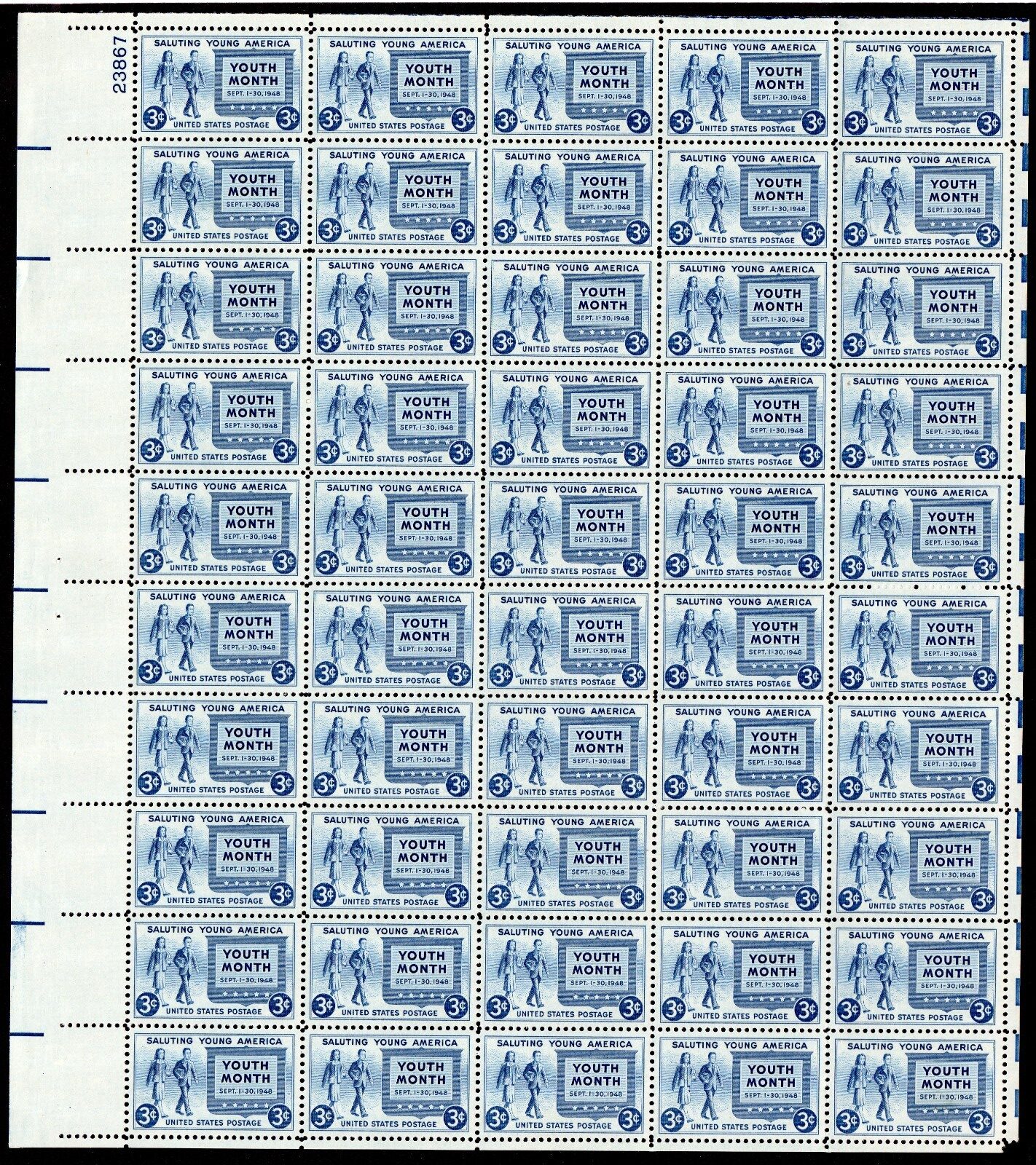Scott #963 Youth Month Sheet of 50 Stamps - MNH P#23867 UL