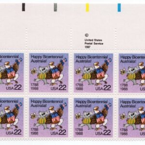 Scott #2370 Happy Bicentennial Australia Plate Block of 16 Stamps MNH P#12111 UL