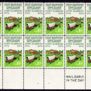 Scott #1542 Kentucky (Fort Harrod) Plate Block of 20 Stamps - MNH LR