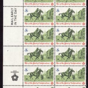 Scott #1478 Rise of Spirit PostRider Plate Block of 20 Stamps - MNH P#34196 UL