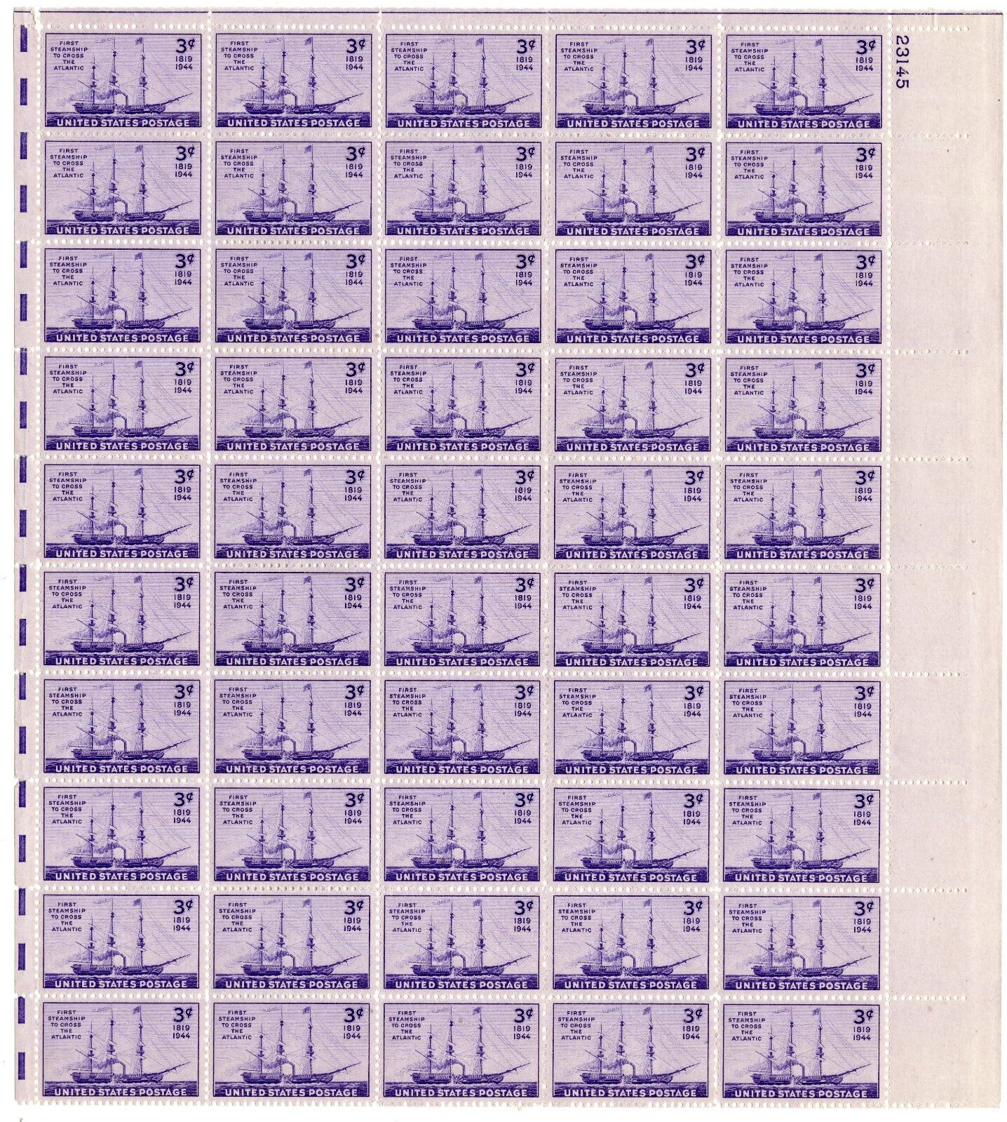 Scott #923 Steamship Sheet of 50 Stamps - MNH P#23145 UR