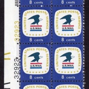 Scott #1396 Blue Eagle US Mail Plate Block of 20 Stamps - MNH LL