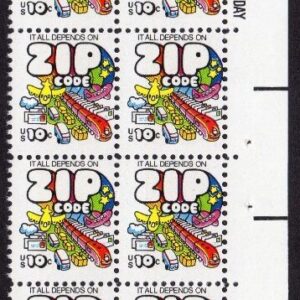 Scott #1511 Zip Code Strip Plate Block of 20 Stamps - MNH LR