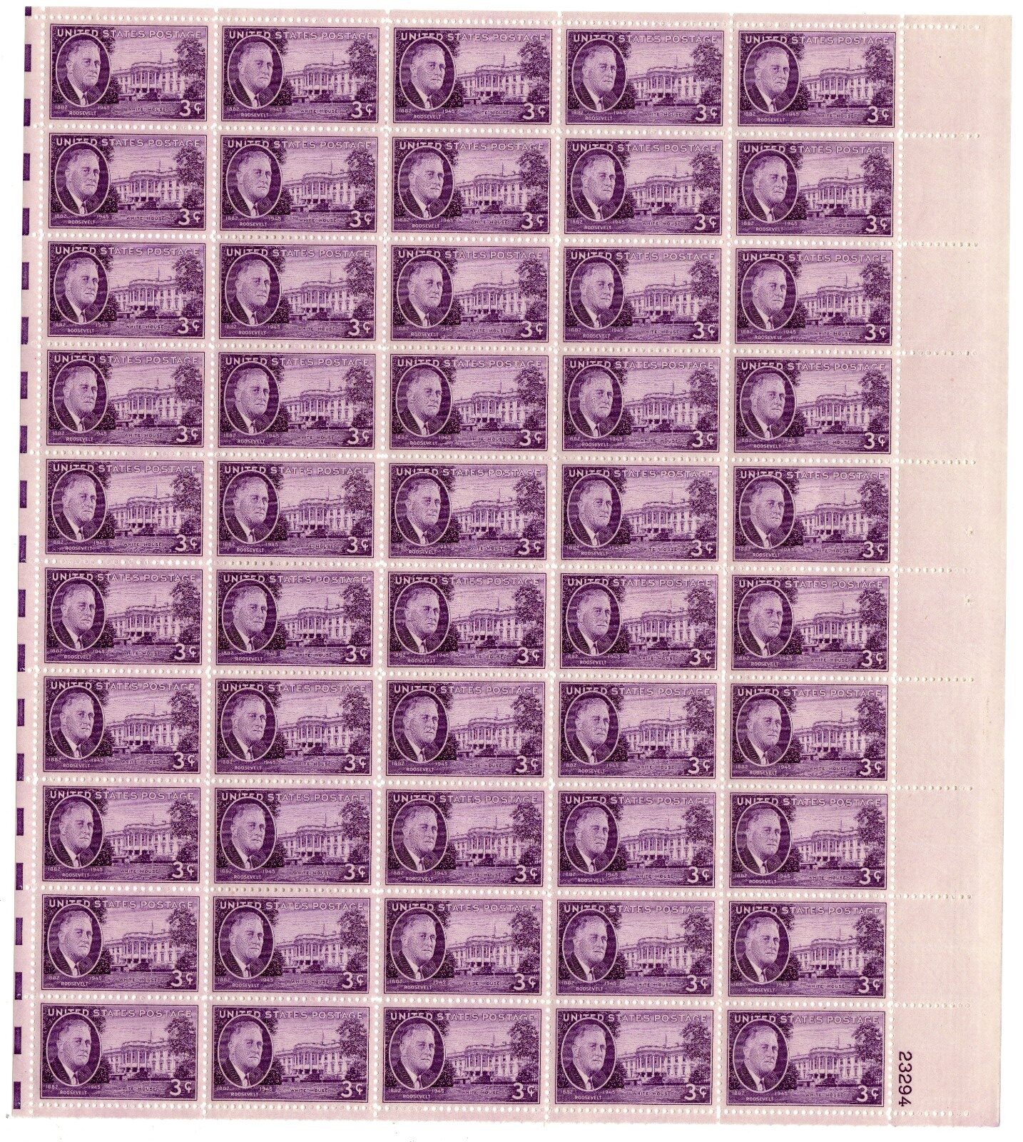 Scott #932 FDR Full Sheet of 50 Stamps - MNH P#23294 LR