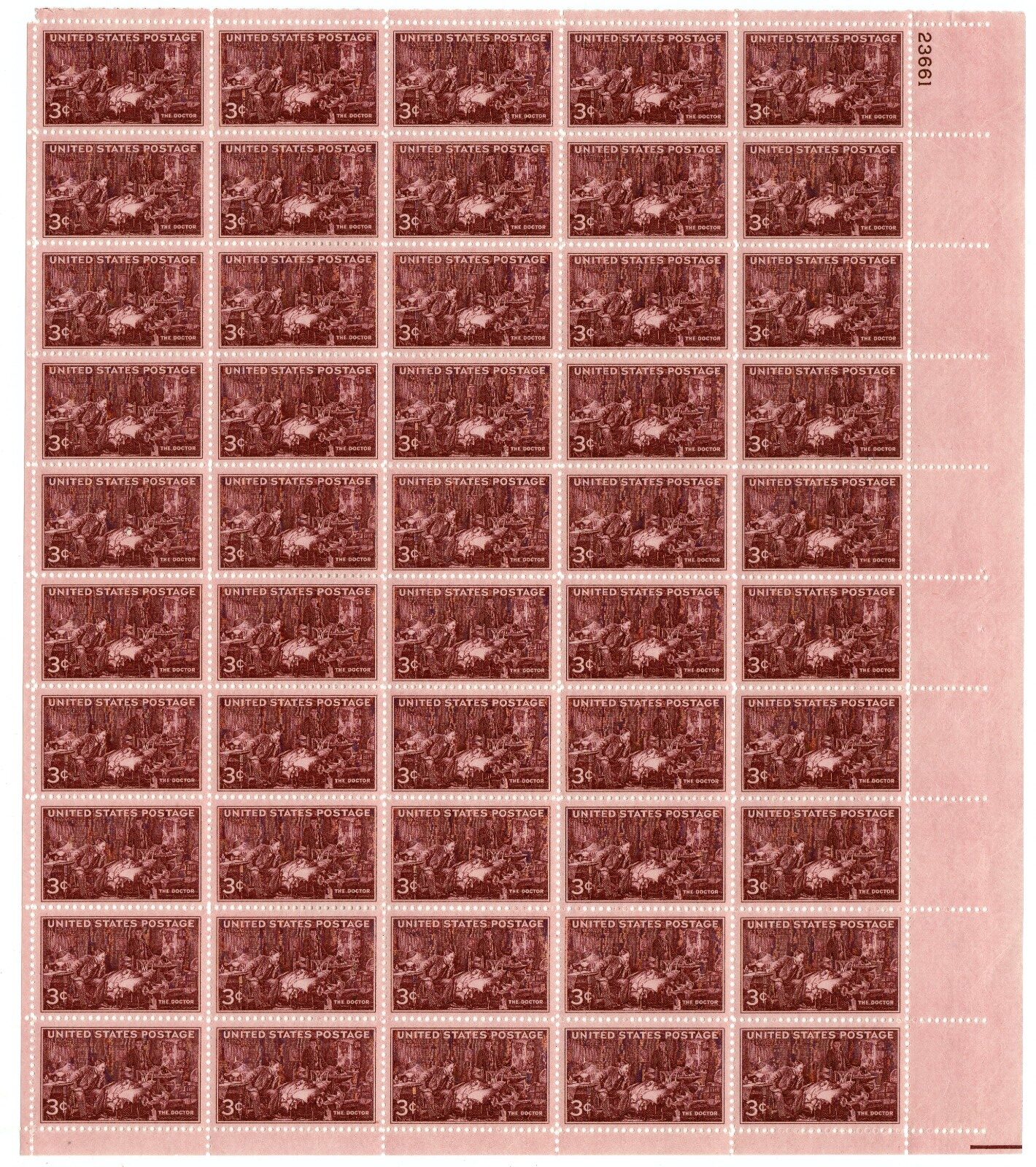 Scott #949 The Doctor Full Sheet of 50 Stamps - MNH P#23661 UR