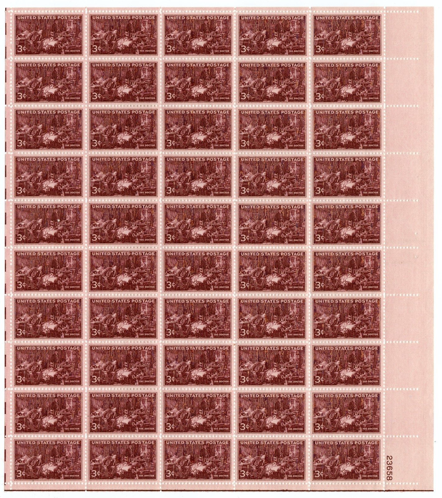 Scott #949 The Doctor Full Sheet of 50 Stamps - MNH P#23658 LR